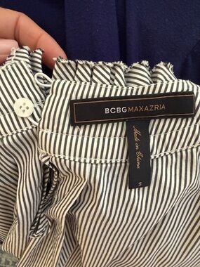 BCBGMaxAzria Navy and White Striped Mini Dress